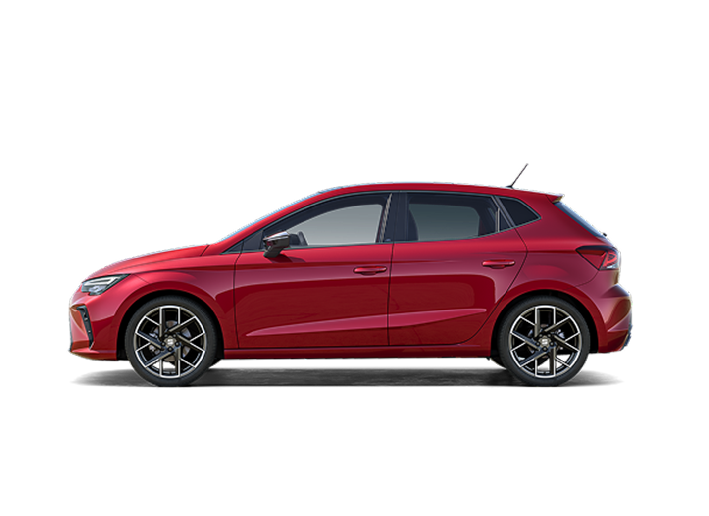 Side view of a new SEAT Ibiza in red